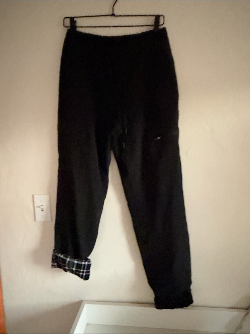 Eddie Bauer Black Women's Sweatpants with Plaid Cuff